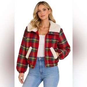 Umgee Sherpa Plaid Vintage Style Jacket L